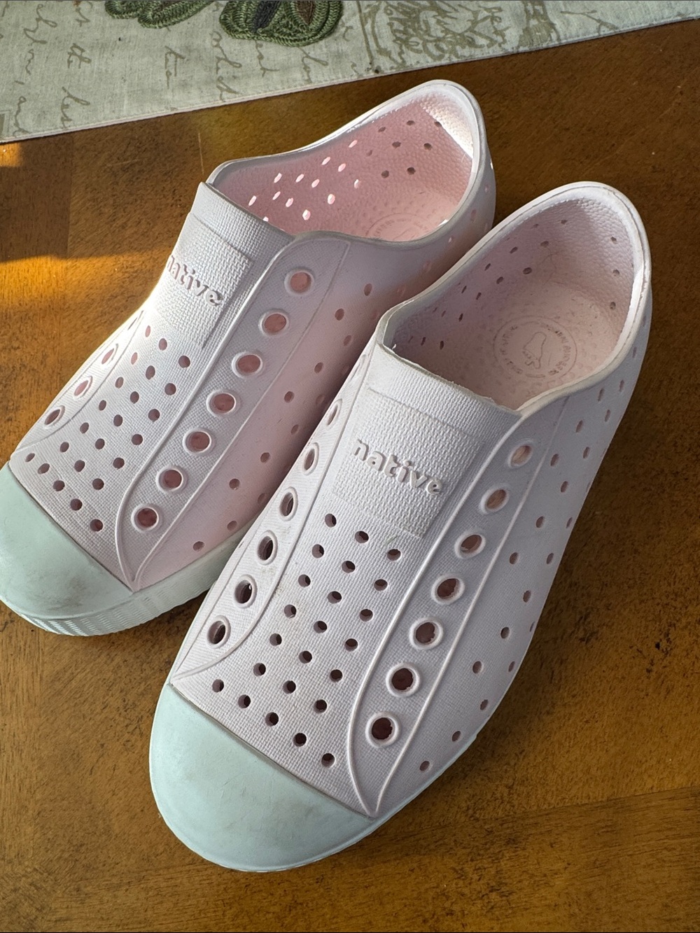 Native Slip-On Sneakers in Light Pink with White Toe